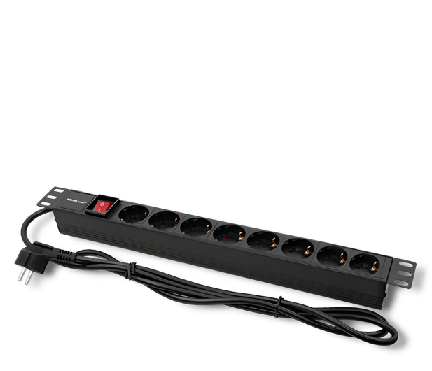 Qoltec Listwa zasilająca PDU do RACK 19'' 1U 16A 8xSCHUKO 2m - 1329981 - zdjęcie
